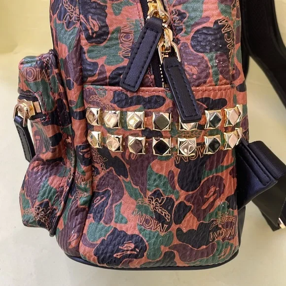MCM x BAPE STARK large leather backpack in camo visetos limited